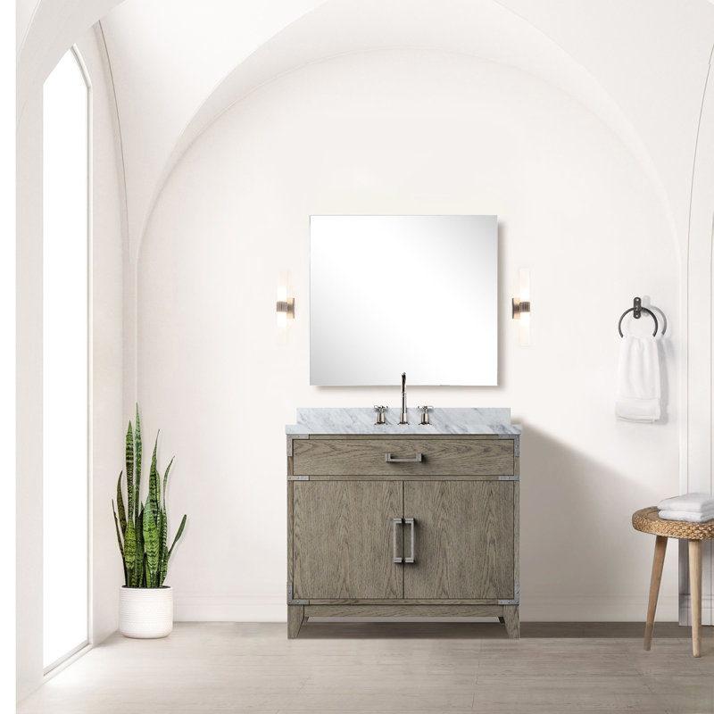 36 po Armoire de salle de bain en chêne gris - beaucoup d'espace de rangement