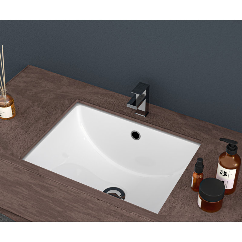 18.5" x 14" White Ceramic Rectangular Undermount Bathroom Sink