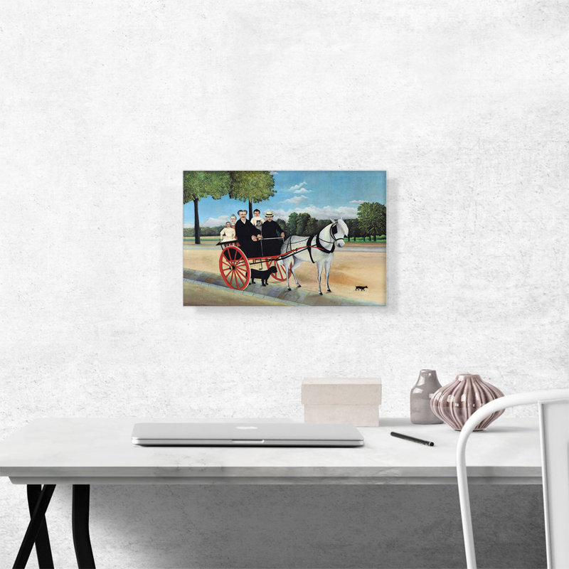 La calèche du père Junier 1908 par Henri Rousseau - reproduction d'art sur toile tendue, H 12 po x l 18 po x 1,5 po