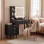 Bureau de coiffeuse avec miroir lumineux et prise de courant, coiffeuse de maquillage avec 5 tiroirs et panneau ondulé, coiffeuse à éclairage 3 couleurs avec tablettes de rangement pour la chambre à coucher