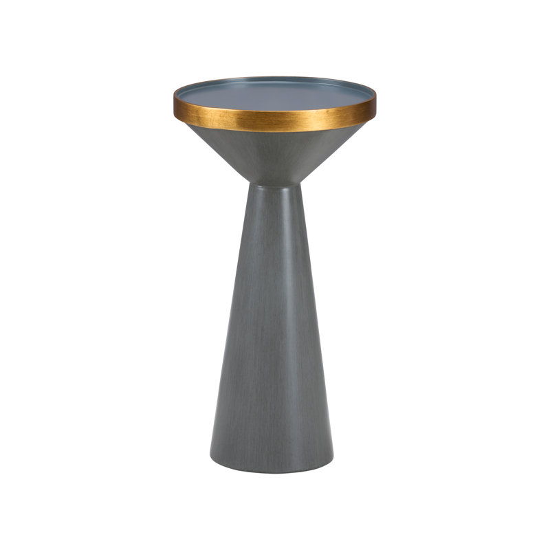 New York Glass End Table, Dark Gray Top/Gray Wash Base