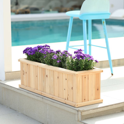 Boîte à fleurs rectangulaire en cèdre massif avec trous de drainage Barros