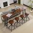 84" Industrial Bar Table Set with 4 Adjustable Swivel Bar Stools