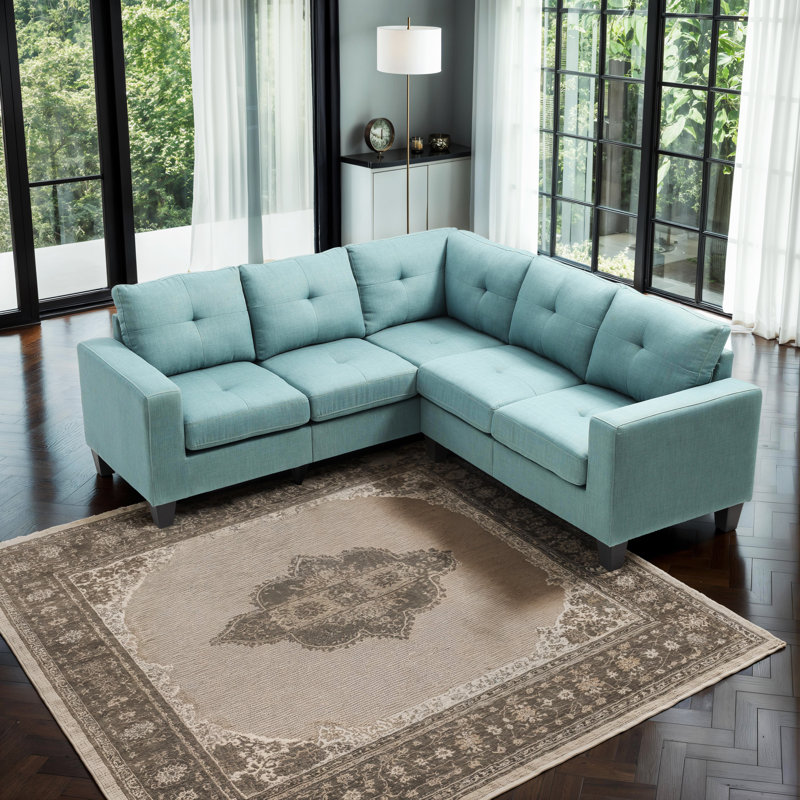 Naithan Fabric Sectional, Teal Fabric
