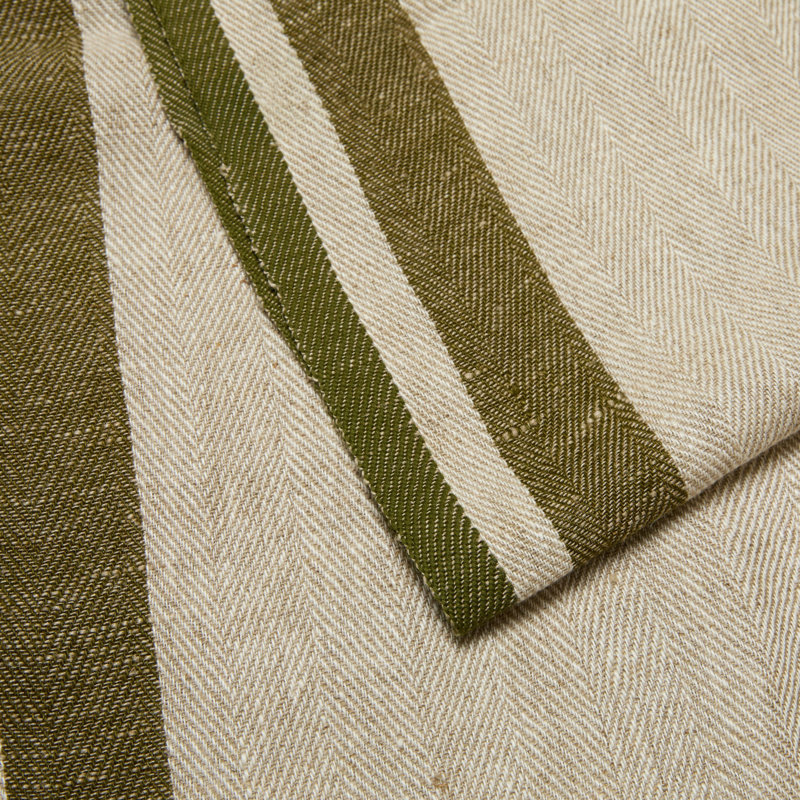 Gordes Handmade Striped Table Runner, 72" L x 20" W, Olive/Natural
