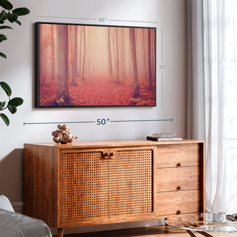Nature «Foggy Red Forest Canvas Print», H 27 po x l 40 po