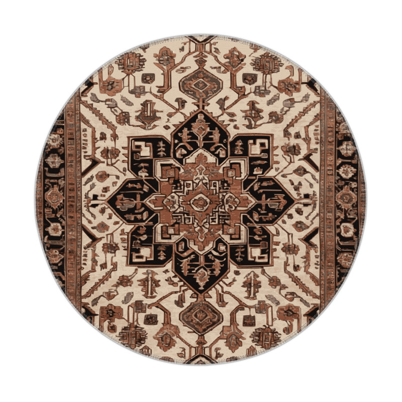 Tapis d'intérieur et d'extérieur brun Persian, Rond 5 pi