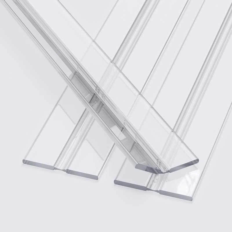 3x Clear 200 mm Acrylic Low Profile Flexible Living Hinges, Continuous