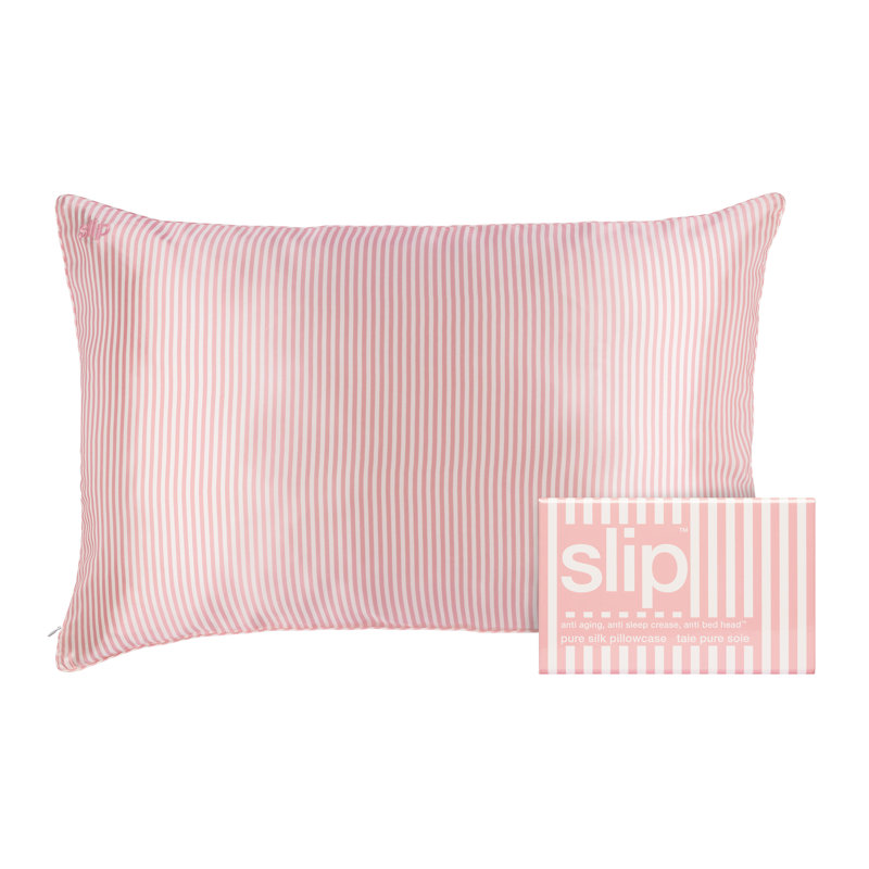  Slip Pure Silk Queen Pillowcase, Pink Striped