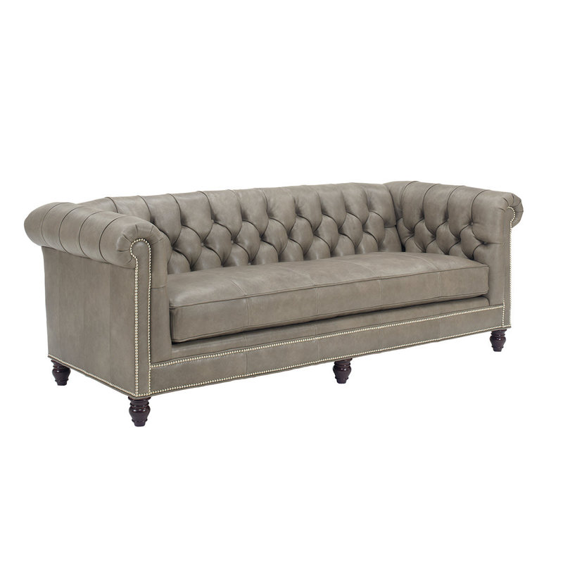 Manchester Leather Sofa, Gray Leather Match