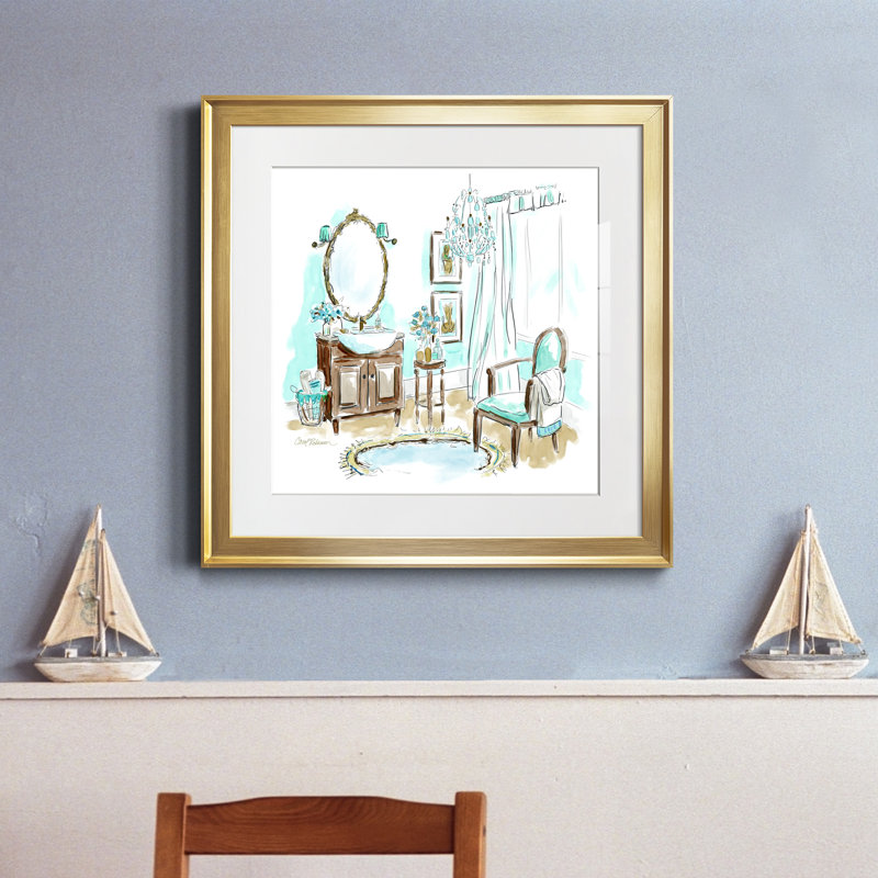 «Blue Opulence II», cadre photo, Papier encadré doré, H 17,5 po x l 17,5 po x P 1,5 po
