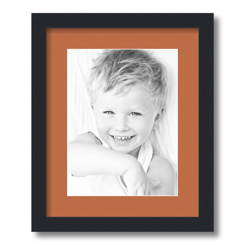 Wood Matte Picture Frame with Mat, Red Orange