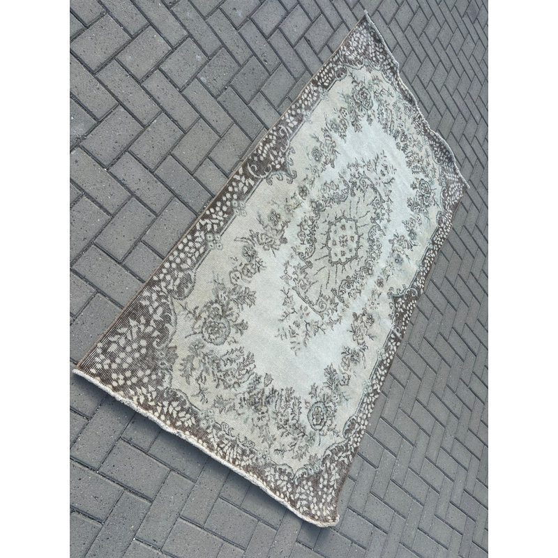 Vintage Wool Patchwork Rug, 1.5x2.7 Ft Beige Area Rug