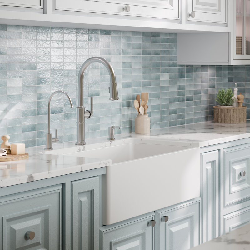 Karran 30" Single Bowl Panel Front Farmhouse Fireclay Kitchen Sink with Reversible Apron Front, White