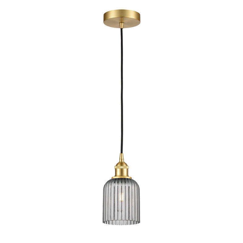 Luminaire suspendu 5 po Edison Addeline, Noir mat, Gris fumée