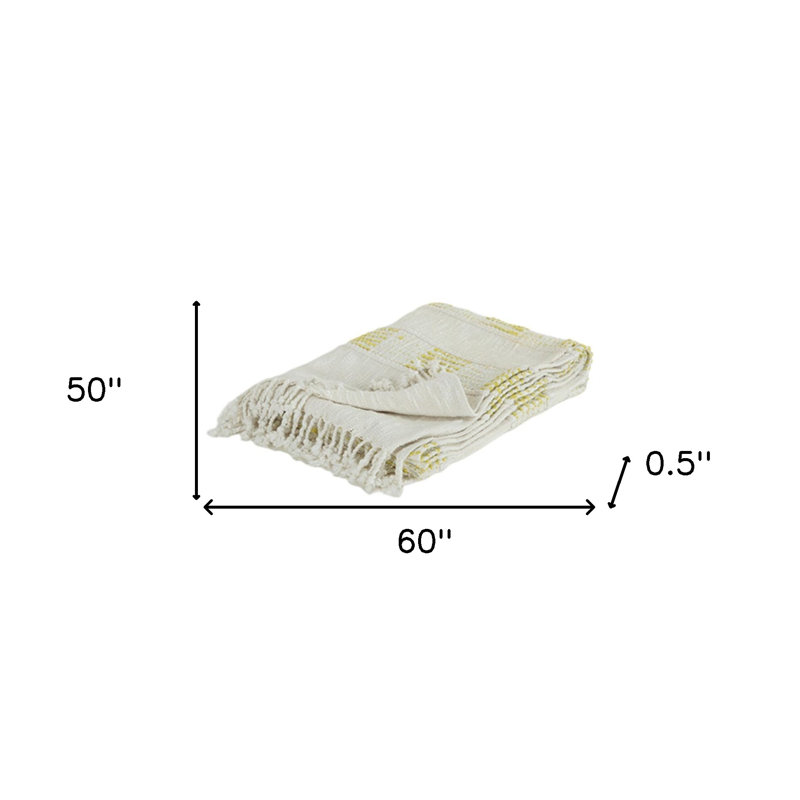 Jeté en coton tissé jaune