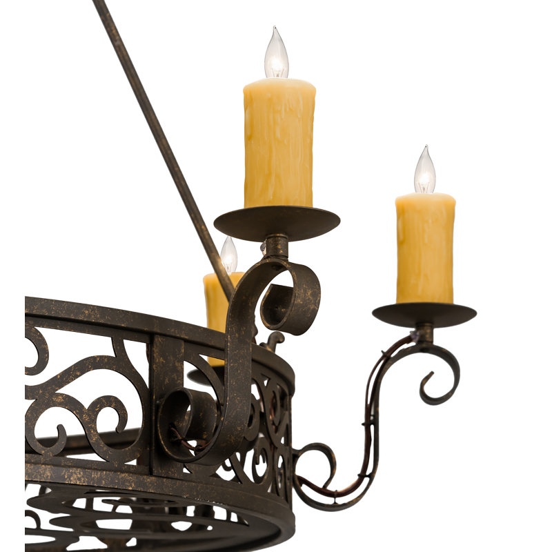 Lustre de roue de wagon de style bougie 8 lumières Witter