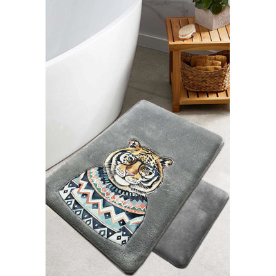 Luxurious Bathmat Set (2 Pieces), Fume Color, 23.6 x 39.4 inches & 19.7 x 23.6 inches | 100% Polyester, Pile Height: 0.24-0.47 inches | Non-Slip Underside, Machine Washable, Stylish & Functional for Any Bathroom