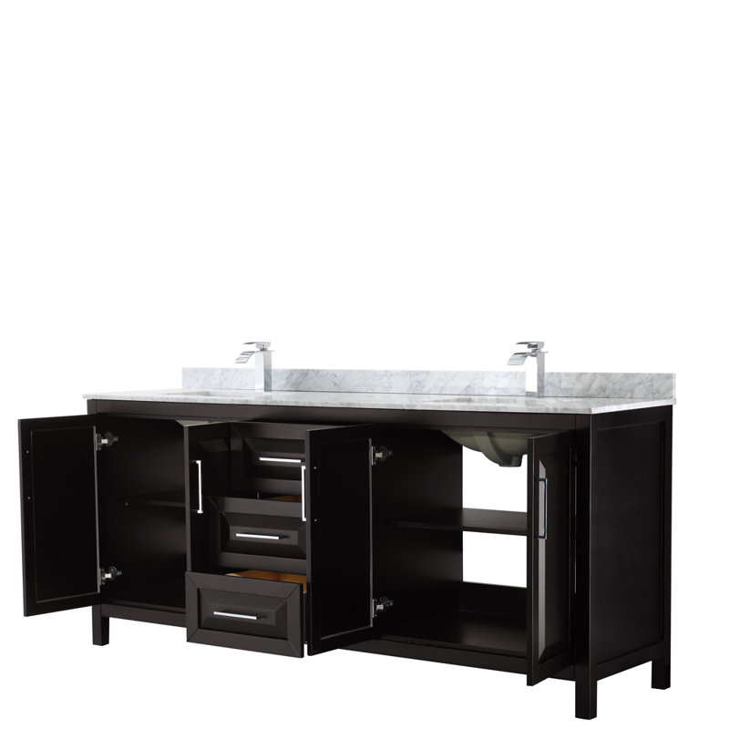 Daria 80'' W Double Vanity, White, Polished Chrome