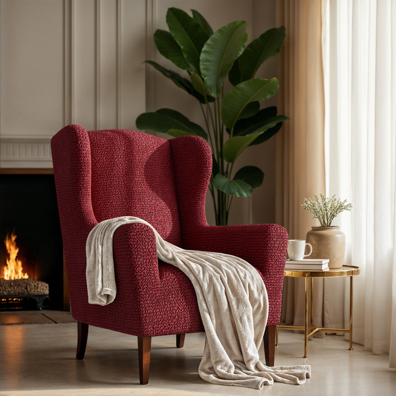 Housse extensible pour fauteuil à oreilles - Facile à nettoyer et durable - Collection Comfort, Bourgogne