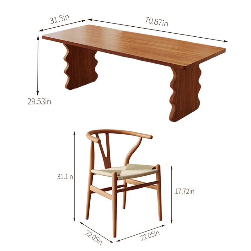 Ensemble de salle à manger rectangulaire, H 29,53 po x L 70,87 po x l 31,5 po