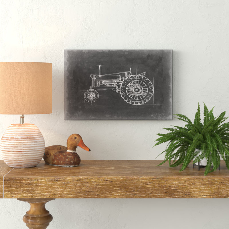 Tractor Blueprint IV by Ethan Harper - Graphic Art Print, 20cm H x 30cm W, Wrapped Canvas