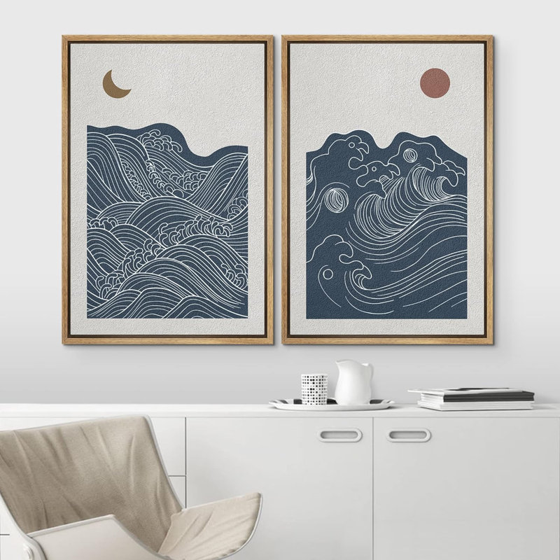 Sun And Moon 2 - Pieces, 24" H x 32" W, Natural