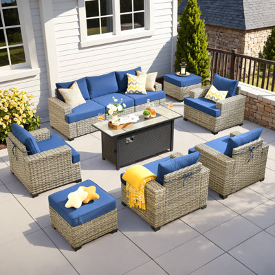 Harbin Wricker 7 - Person Outdoor Seating Group With Cushions
