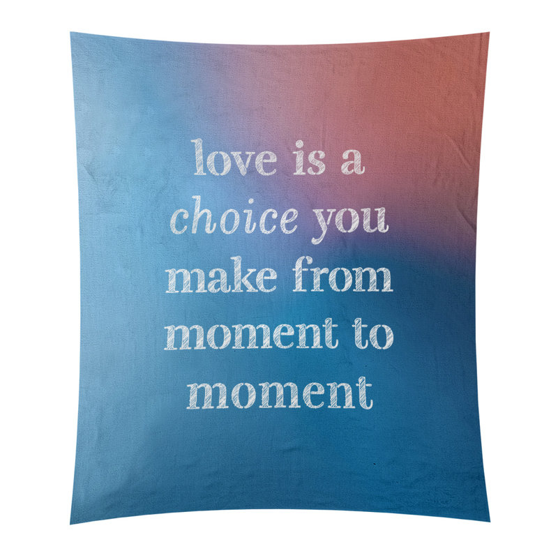 Tapisserie de polyester, l’amour d’écriture est un choix de citation, H 60 po x l 51 po, Bleu / Rose