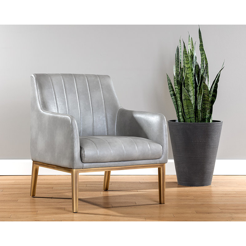 Fauteuil club en similicuir, Similicuir gris