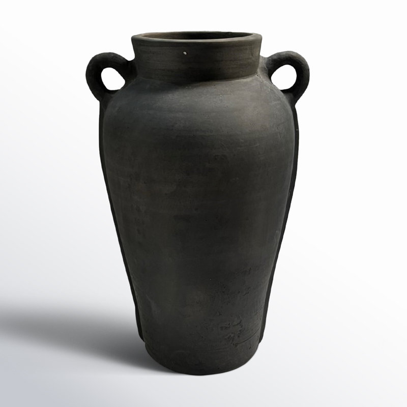 Patrie Terracotta Vase Natural Black H 16.3" & Dia 8.5", Black 
