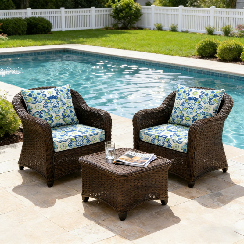 Fade Resistant Outdoor Chair Cushions Set Of 2, Deep Seat Patio Cushions 28.5 X 28.5 With Removable Cover, 28D High Resilience Foam Replacement Outdoor Seat Cushions With For Sofa, Adirondack Chair, Sectional,Ball Flowers