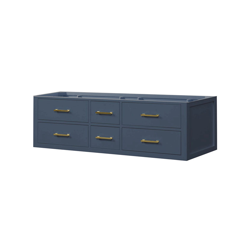 Meuble-lavabo double 60 po X P 22 po D, Bleu, Doré