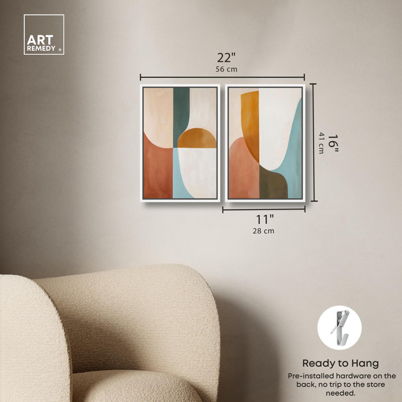 Bohemian Interlude Set Canvas Print Abstract Wall Art Set by Art Remedy, Black Frame, 10 x 15, H 16 po x l 11 po, Cadre blanc