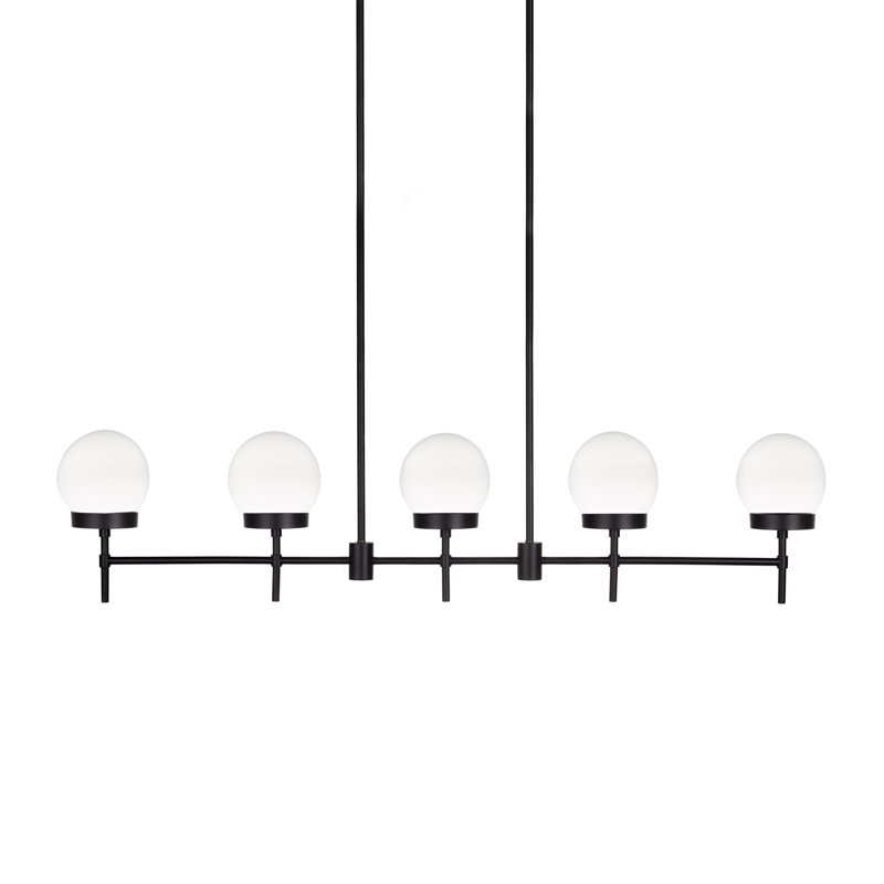 Luminaire suspendu pour îlot de cuisine 5 lumières Liberty, Blanc, Noir