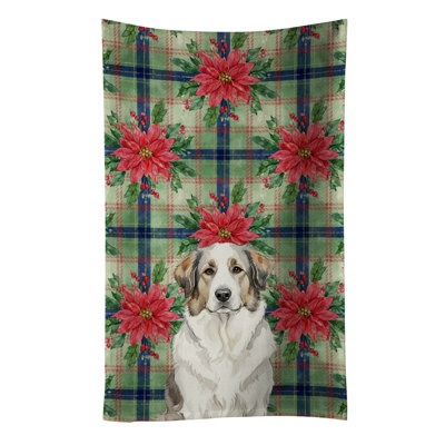 Badger Great Pyrenees Christmas PoinsettIas Kitchen Towel