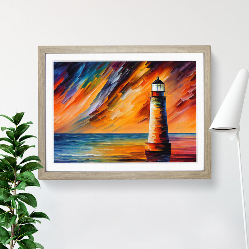 Lighthouse Vol.5 - Single Picture Frame Painting, 34cm H x 46cm W x 2cm D, Oak