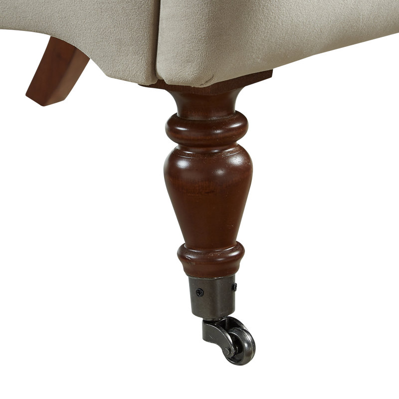 Fauteuil de chambre touffeté de 23,5 po de largeur Newsom, Mélange de lin de couleur naturelle