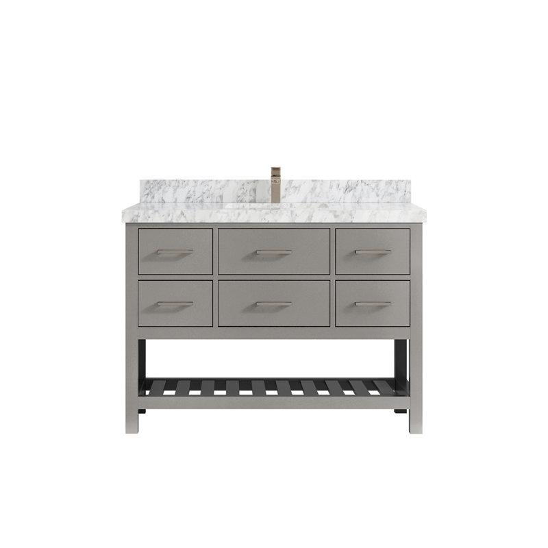 Parker 48'' Single Bathroom Vanity with Top, Carrara Marble
