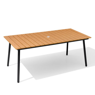 Patio Dining Table With Umbrella Hole and Aluminum Frame