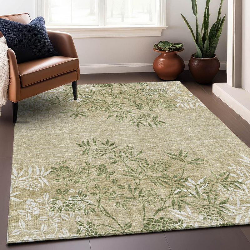 Tapis kaki Prisco lavable à la machine de qualité supérieure, Rectangle 5 pi x 7 pi 6 po