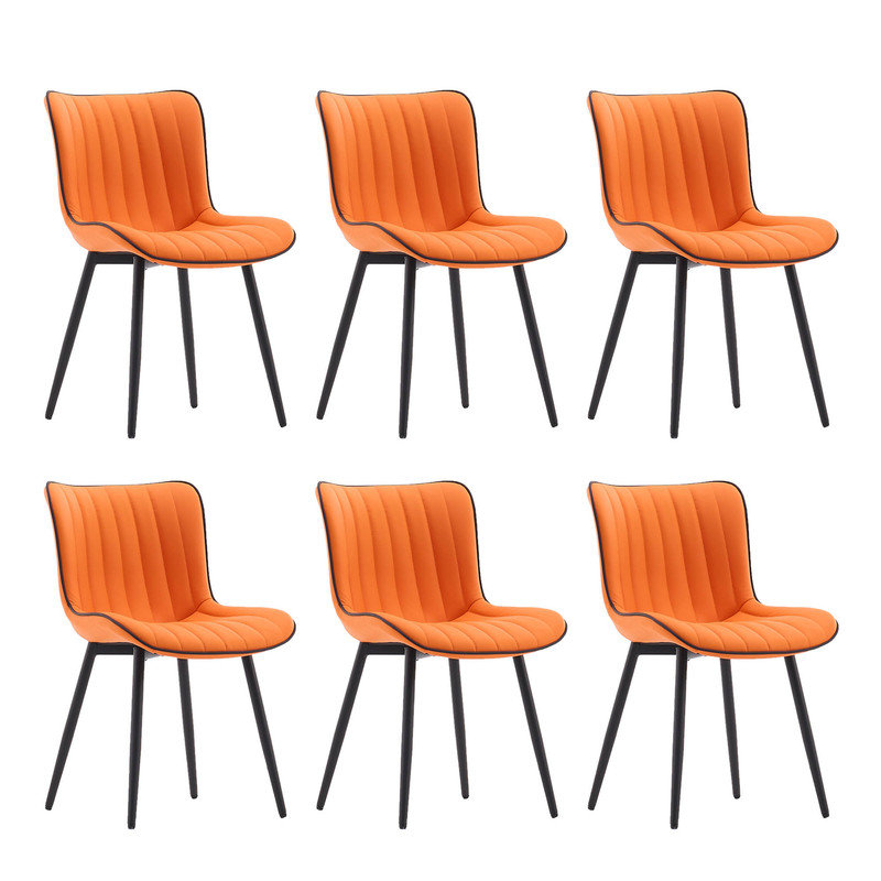 Chaises de salle à manger rembourrées en cuir Heitger, Orange