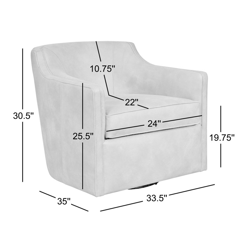 Fauteuil pivotant en cuir Marietta, Cuir fleur Cordoba