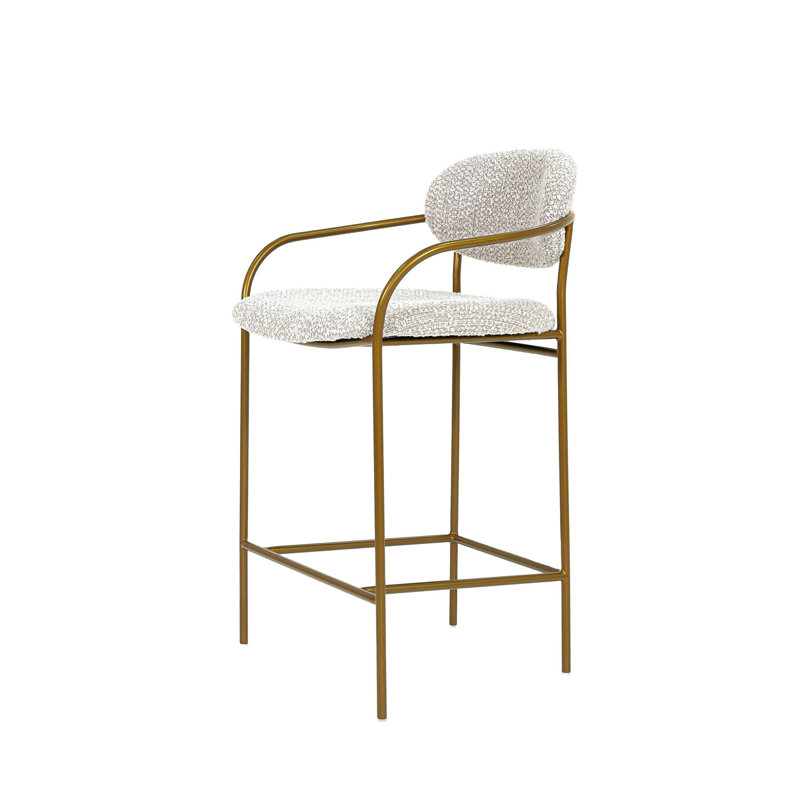 Genie Upholstered Arm Counter Stool, Pearl Grey