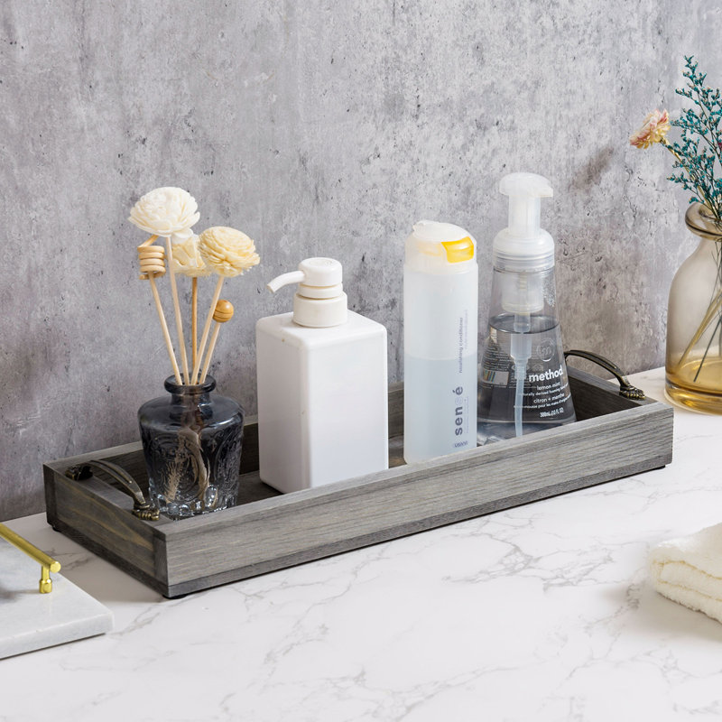 Bathroom Accessory Tray, Vintage Grey
