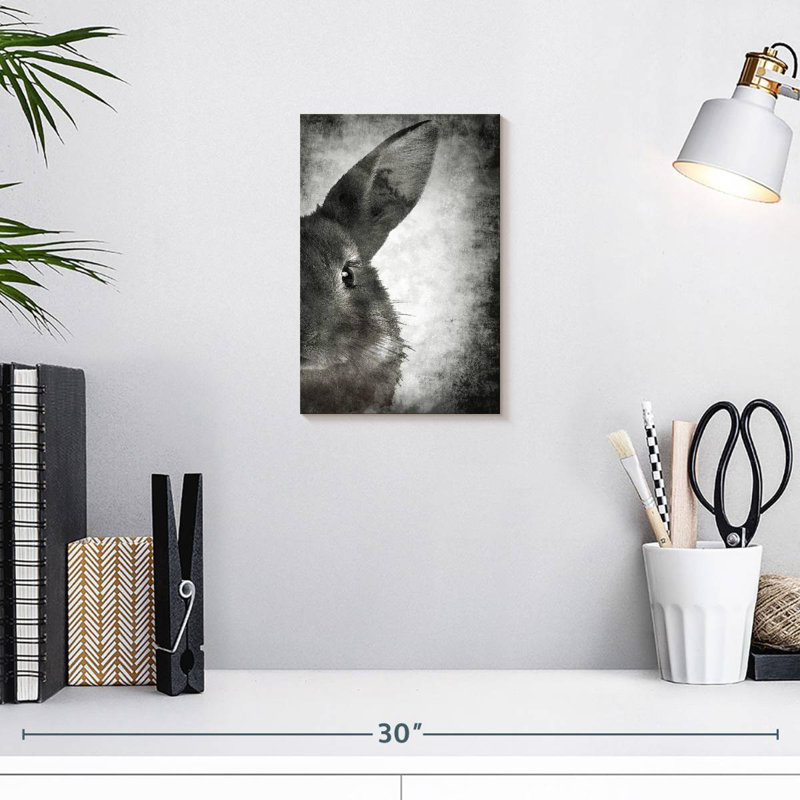 Visage de lapin Brampt noir et blanc, H 12 po x l 8 po