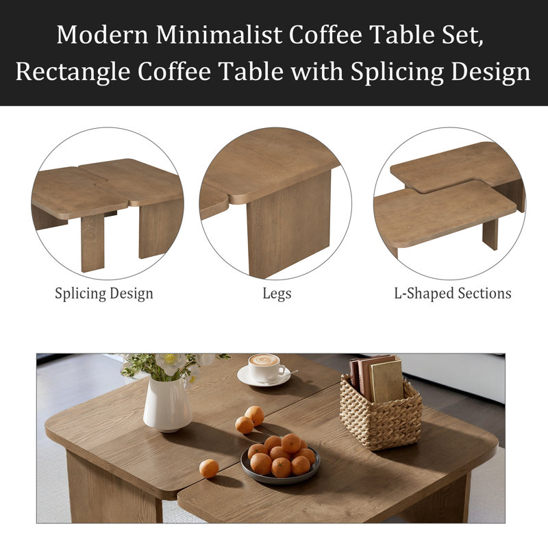 Ensemble de tables basses Modern Minimalist, Naturel