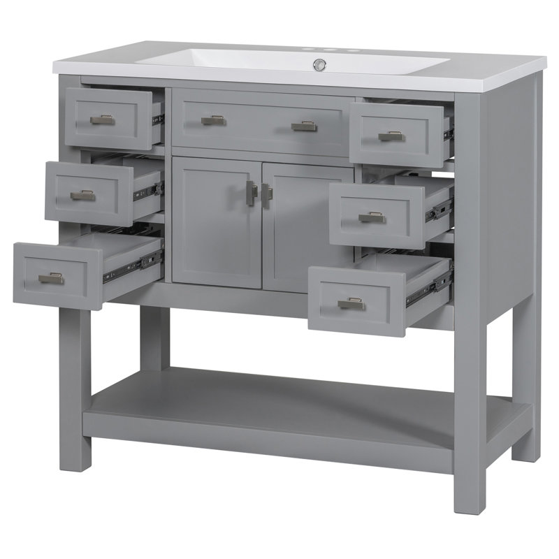 Avdulla 36'' Single Bathroom Vanity Base Only, Grey