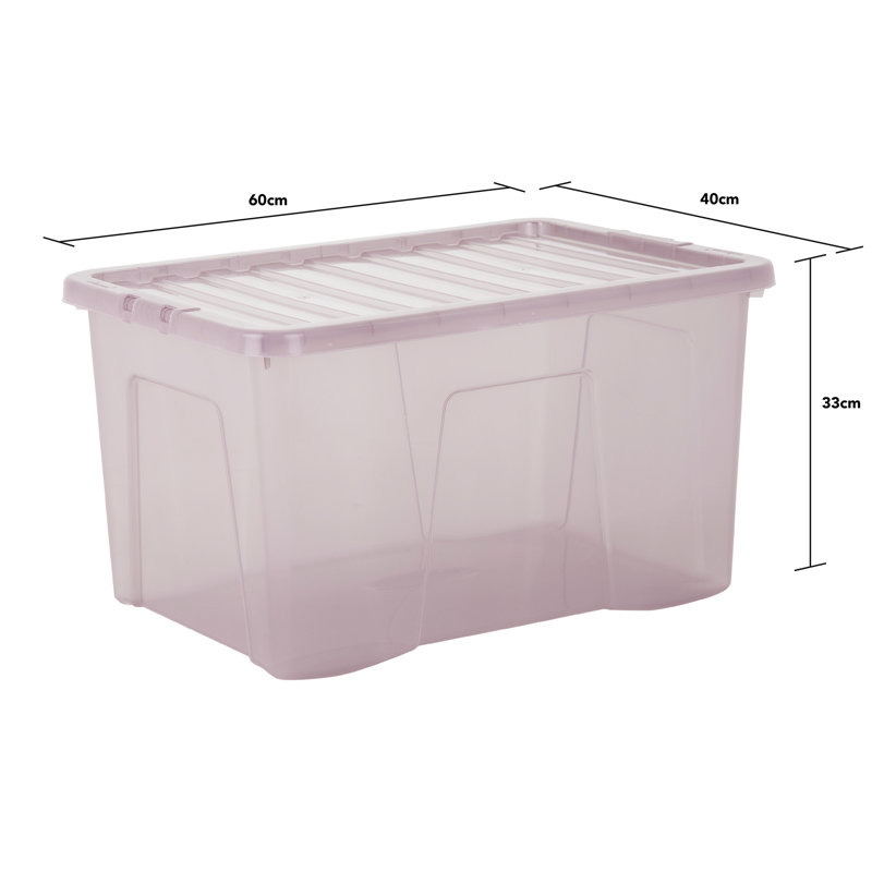Wham Crystal 60L Plastic Storage Boxes Tint Dusky, Pink