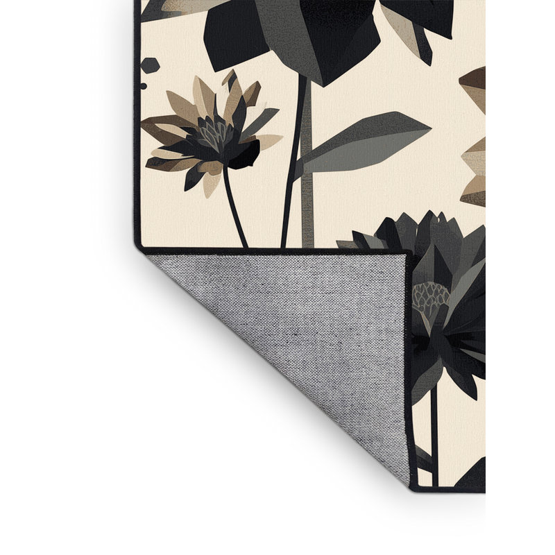 Tapis beige lavable à la machine à motif géométrique d'inspiration mondiale Ortmund Chrysanthemum, Carré 5 pi